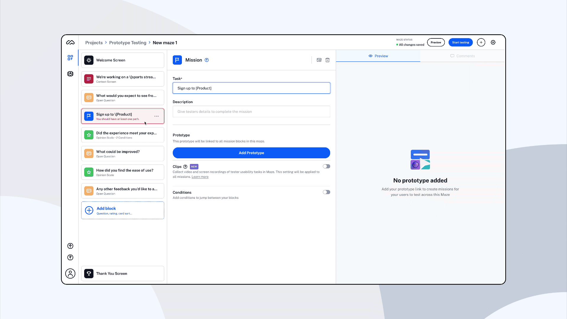 Importing a prototype to Maze