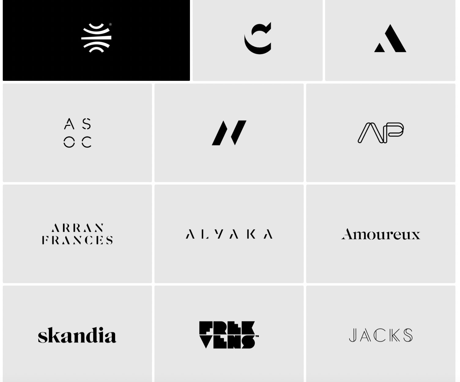 Mood board example with monochrome logos