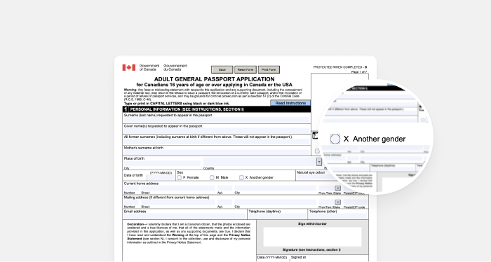 Government of Canada passport application