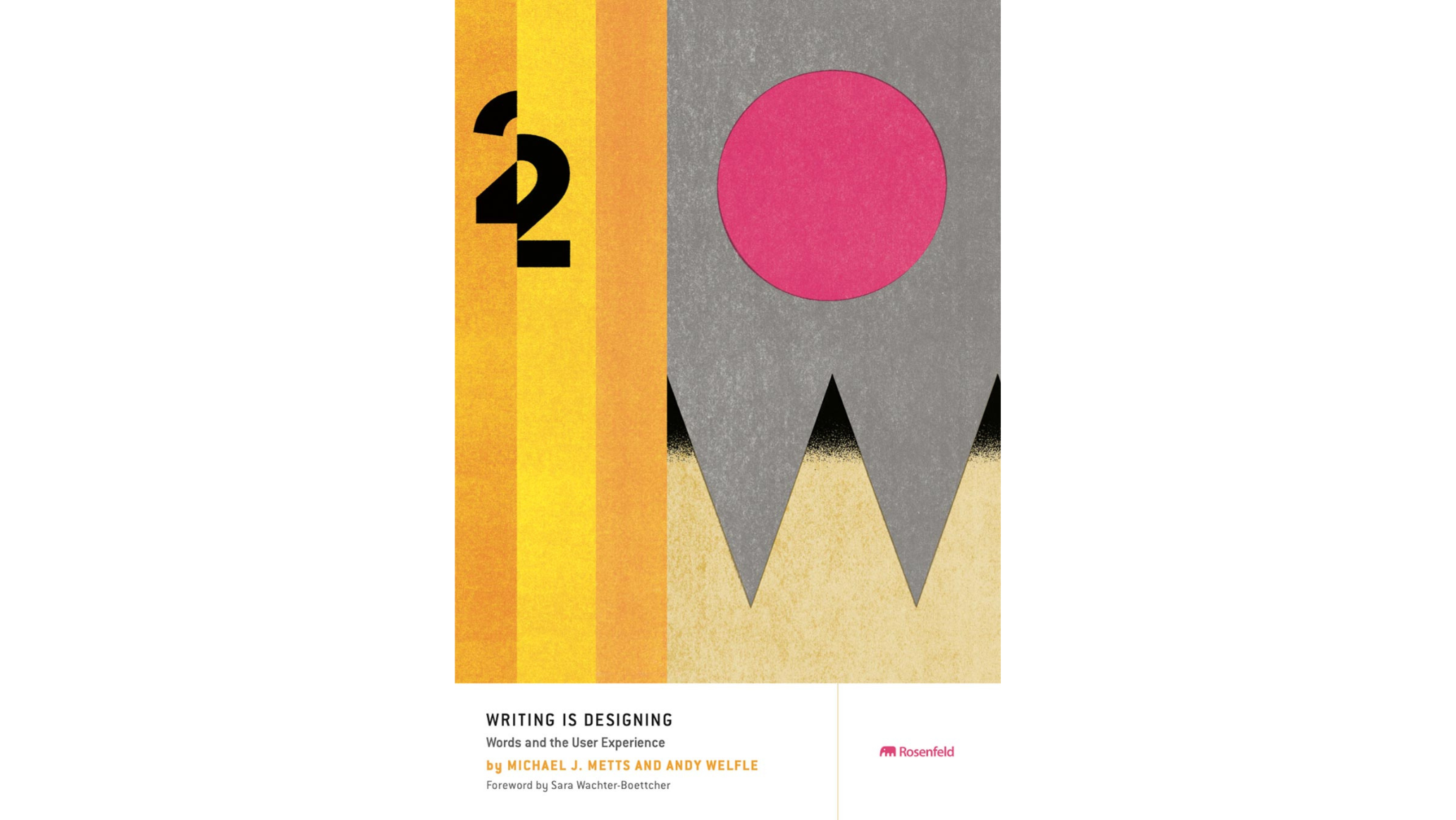 Book cover with grey, yellow and pink abstract shapes