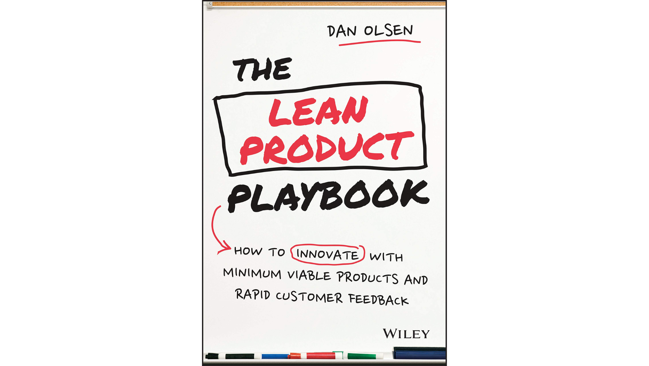 Whiteboard-style book cover with red and black handwritten text