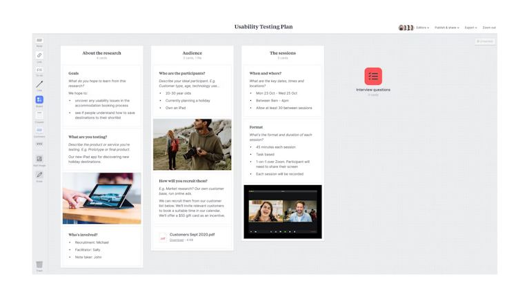 Template for usability testing plan