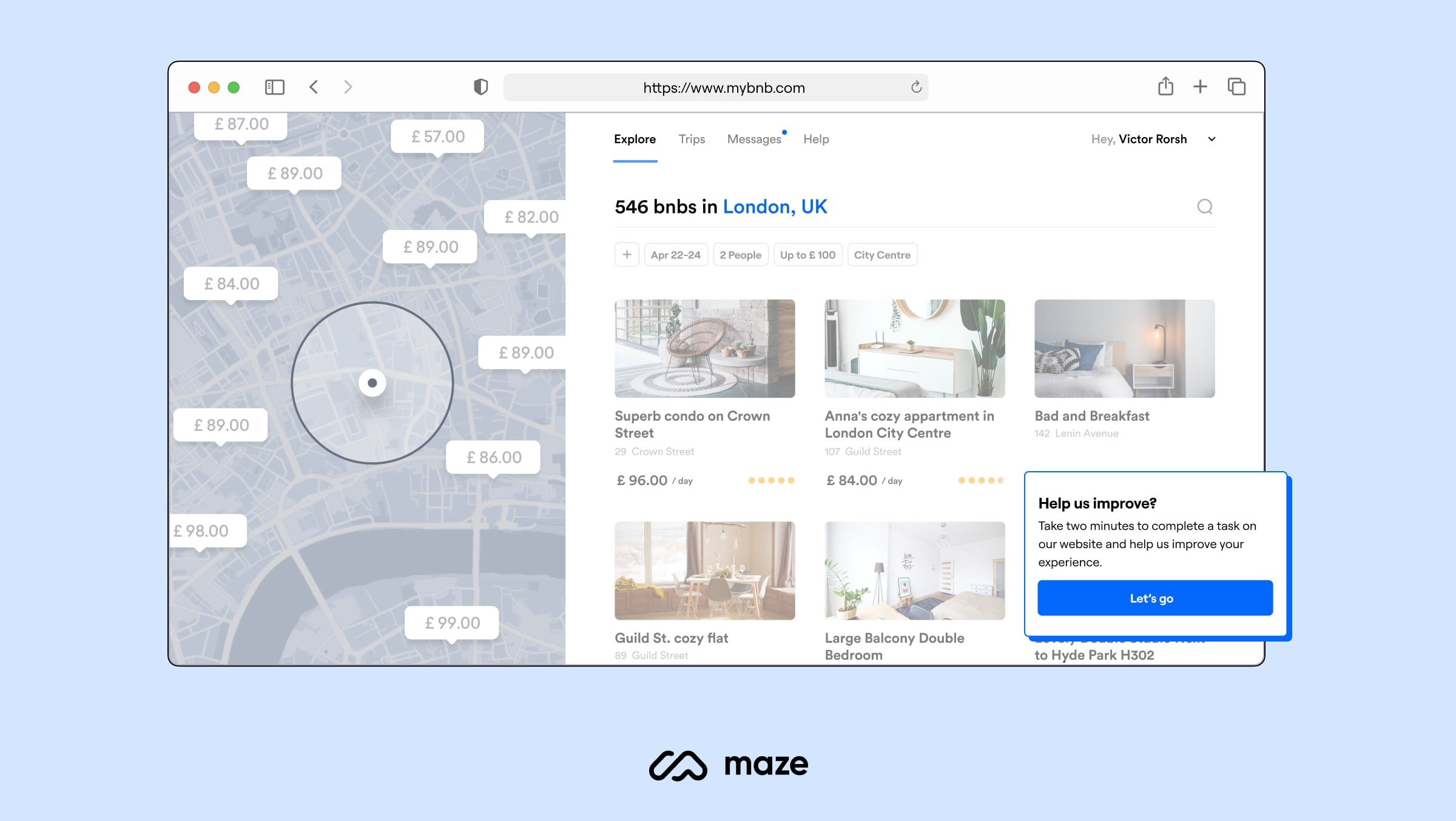 Maze in-app test prompts