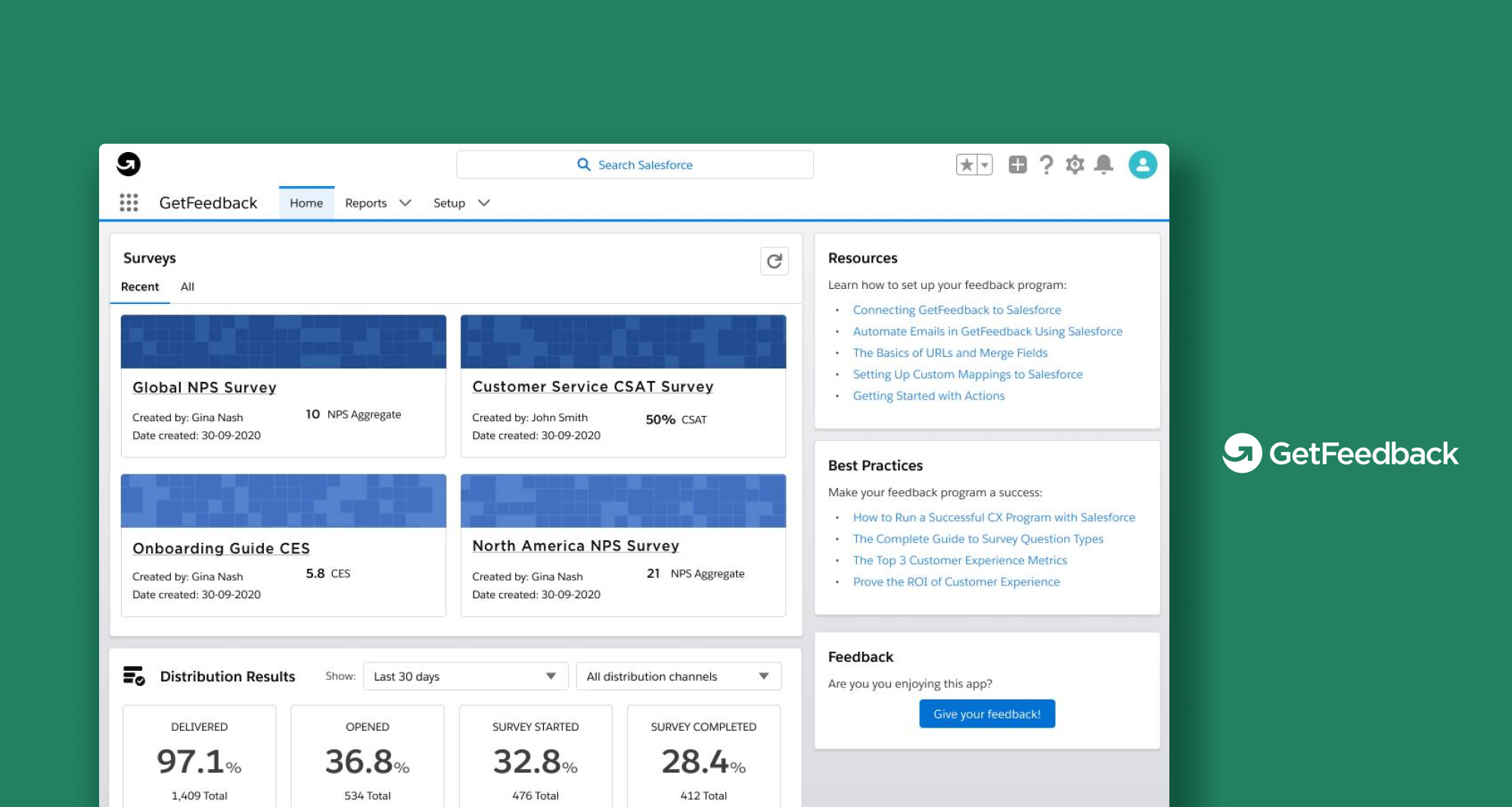 GetFeedback NPS MySurveys dashboard
