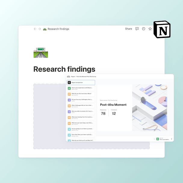 Maze report embed in Notion