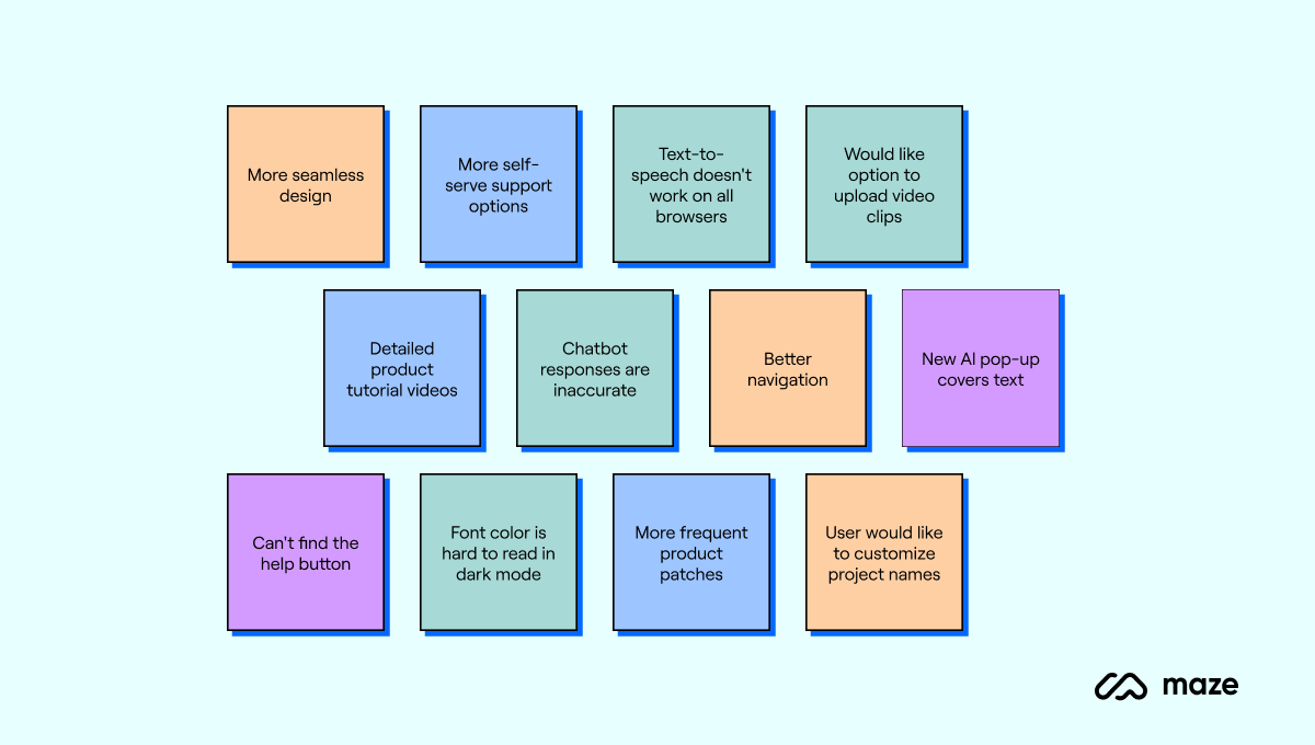 affinity diagram sticky notes maze