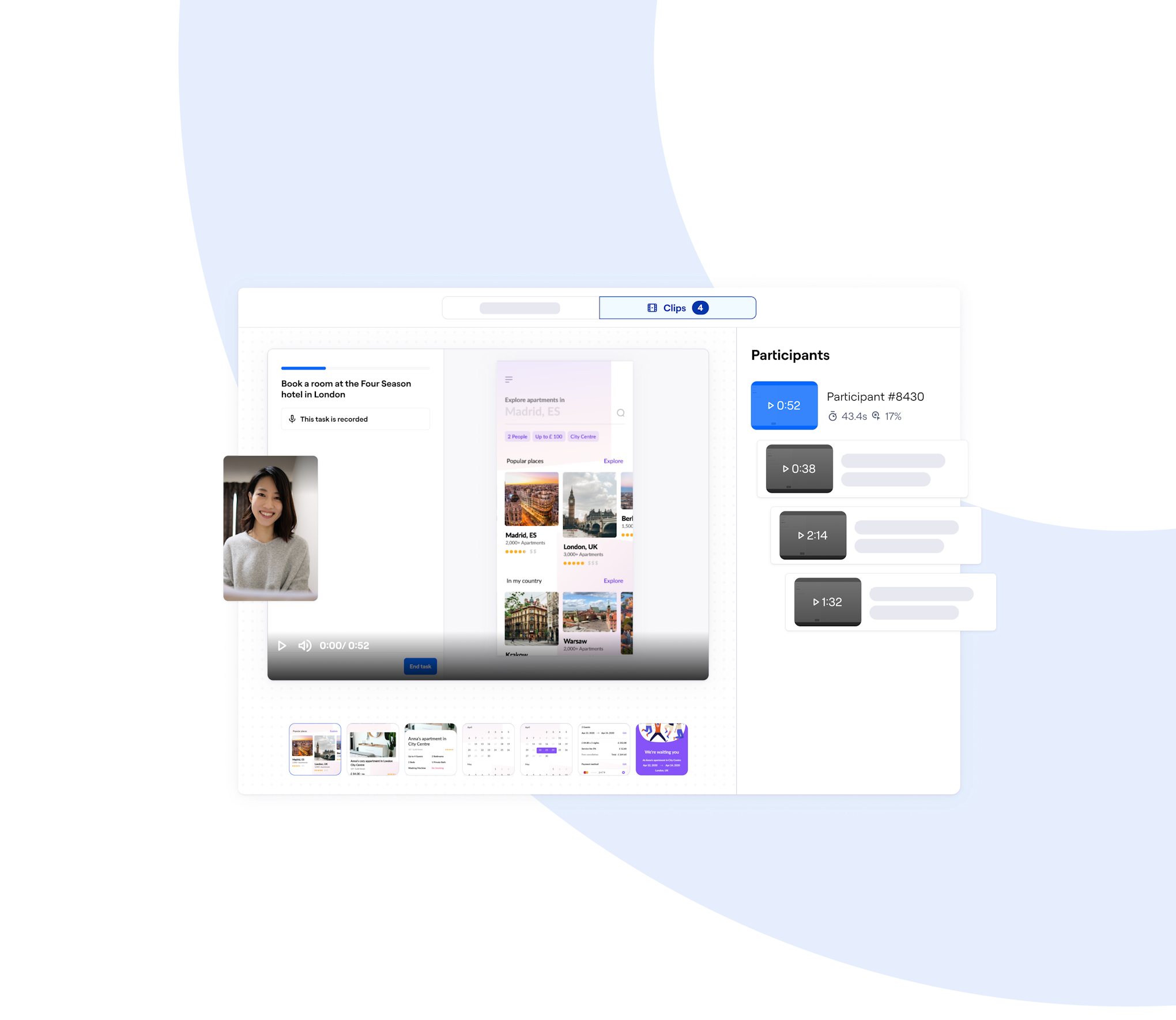 Video recordings of real user research sessions Video recordings of real user research sessions