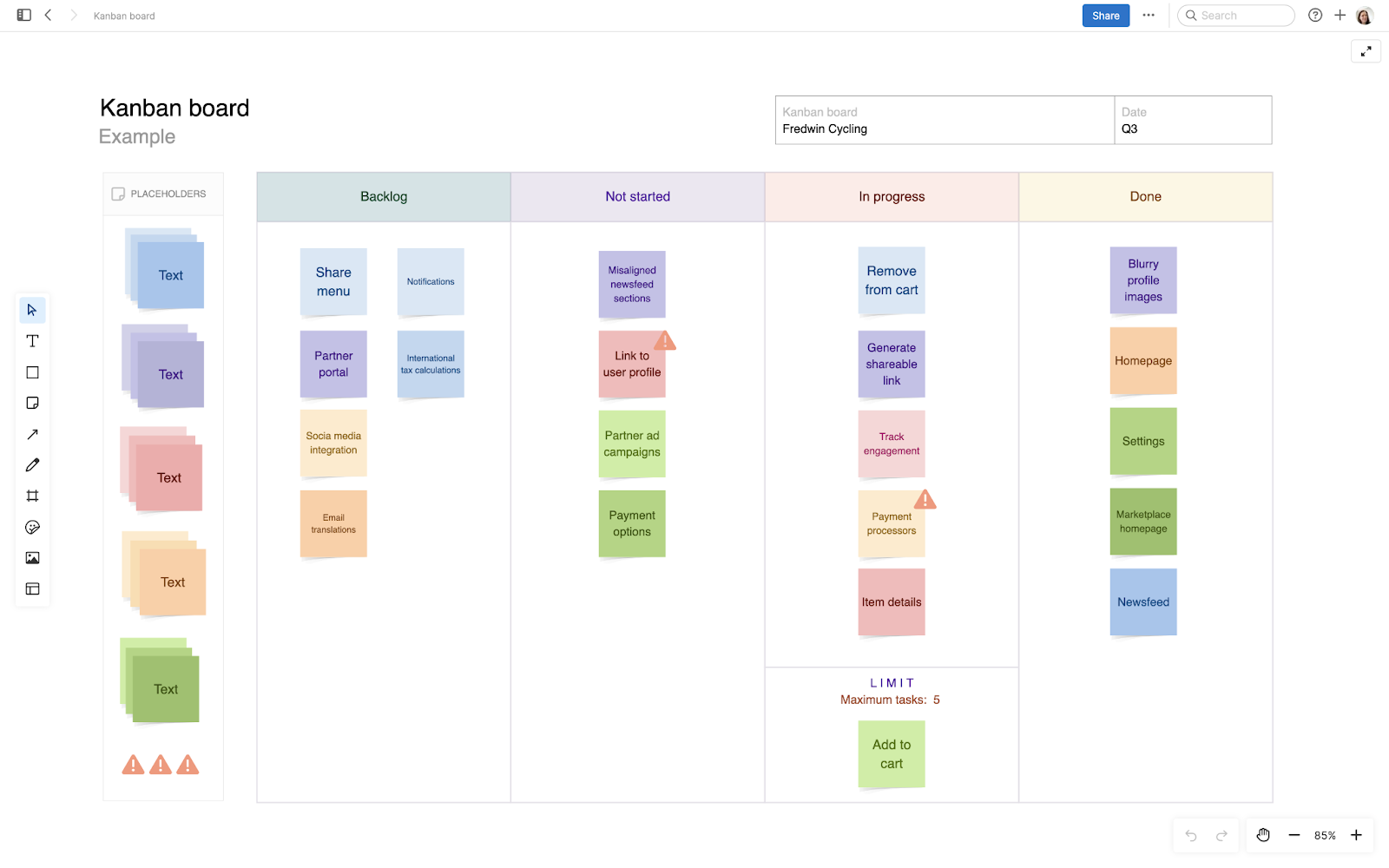 kanban product development roadmap template