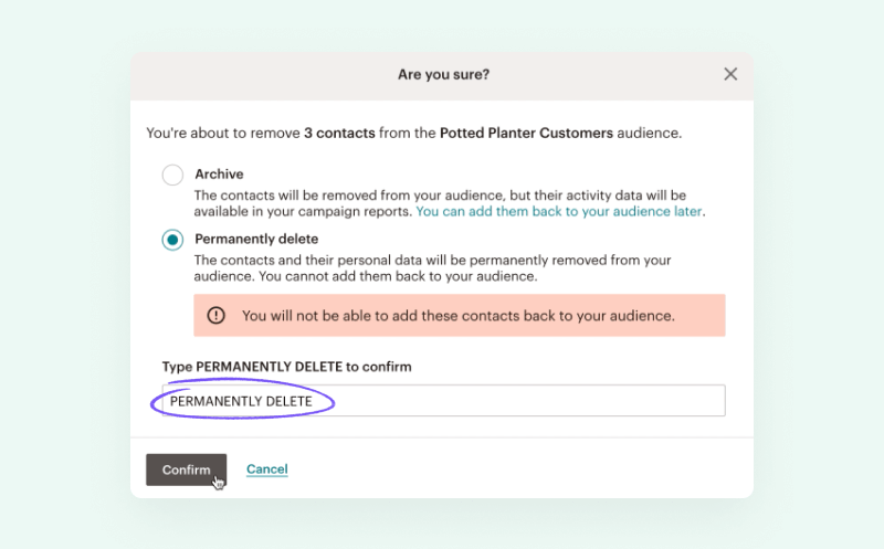 mailchimp ui design example