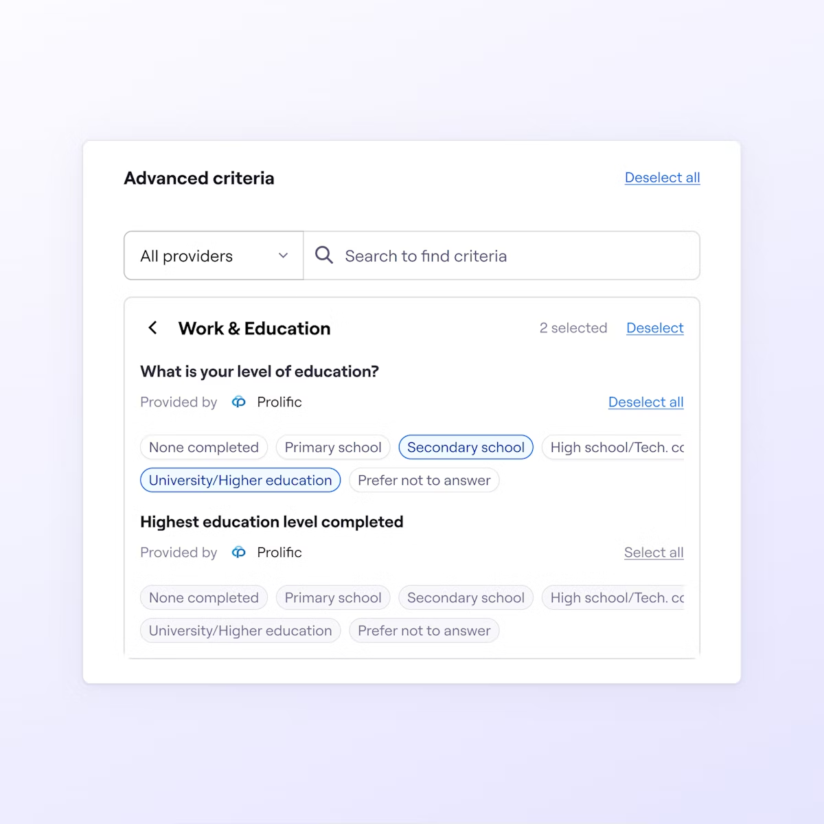 Panel Advanced Filters