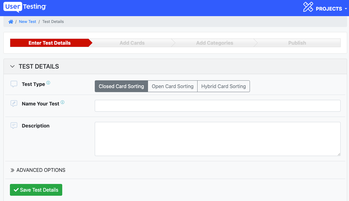 UserTesting sorting app