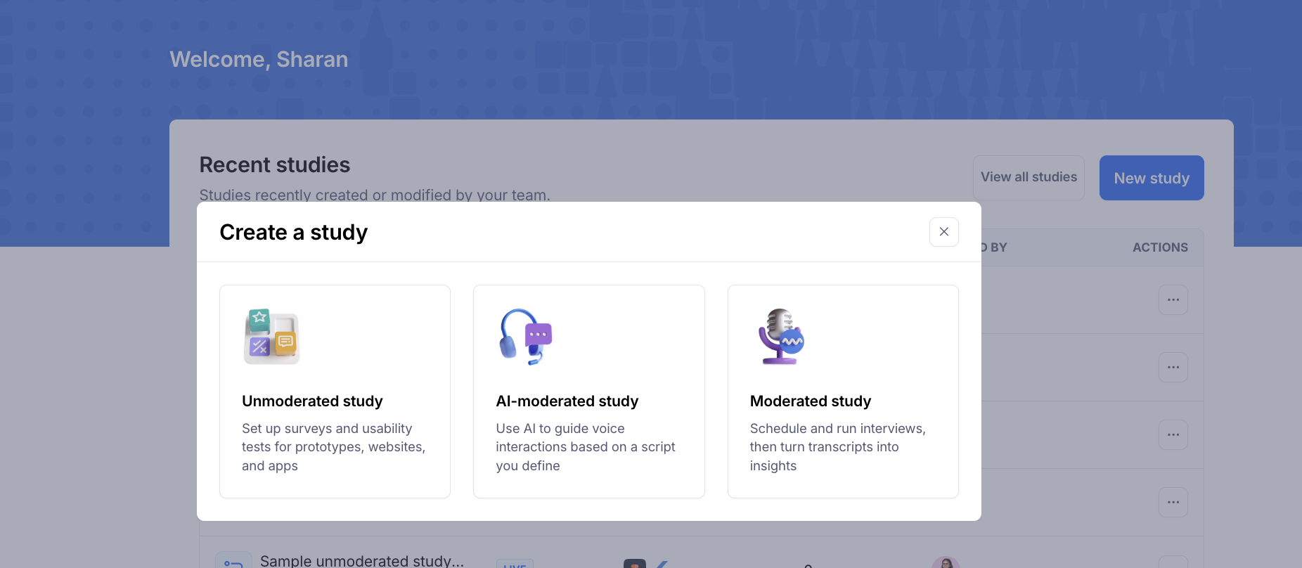 A screenshot of creating a new study in Maze
