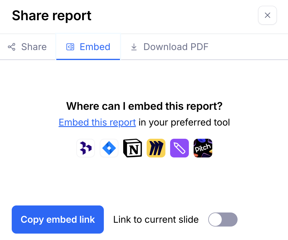 An image of different ways you can share your report with stakeholders