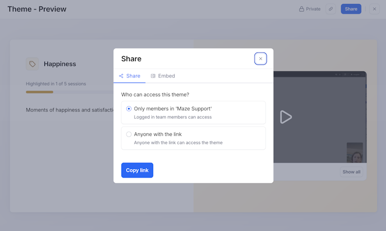 Sharing your themes as reports in Maze