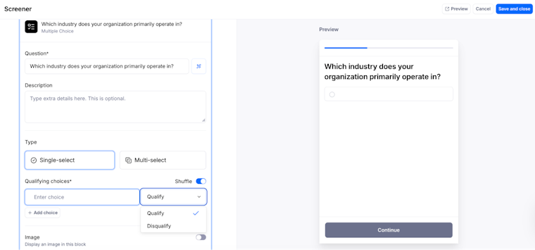 Adding screeners in Maze study
