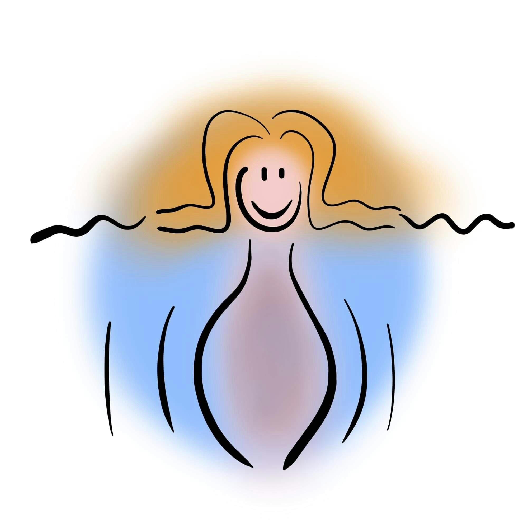 Smiling woman draw