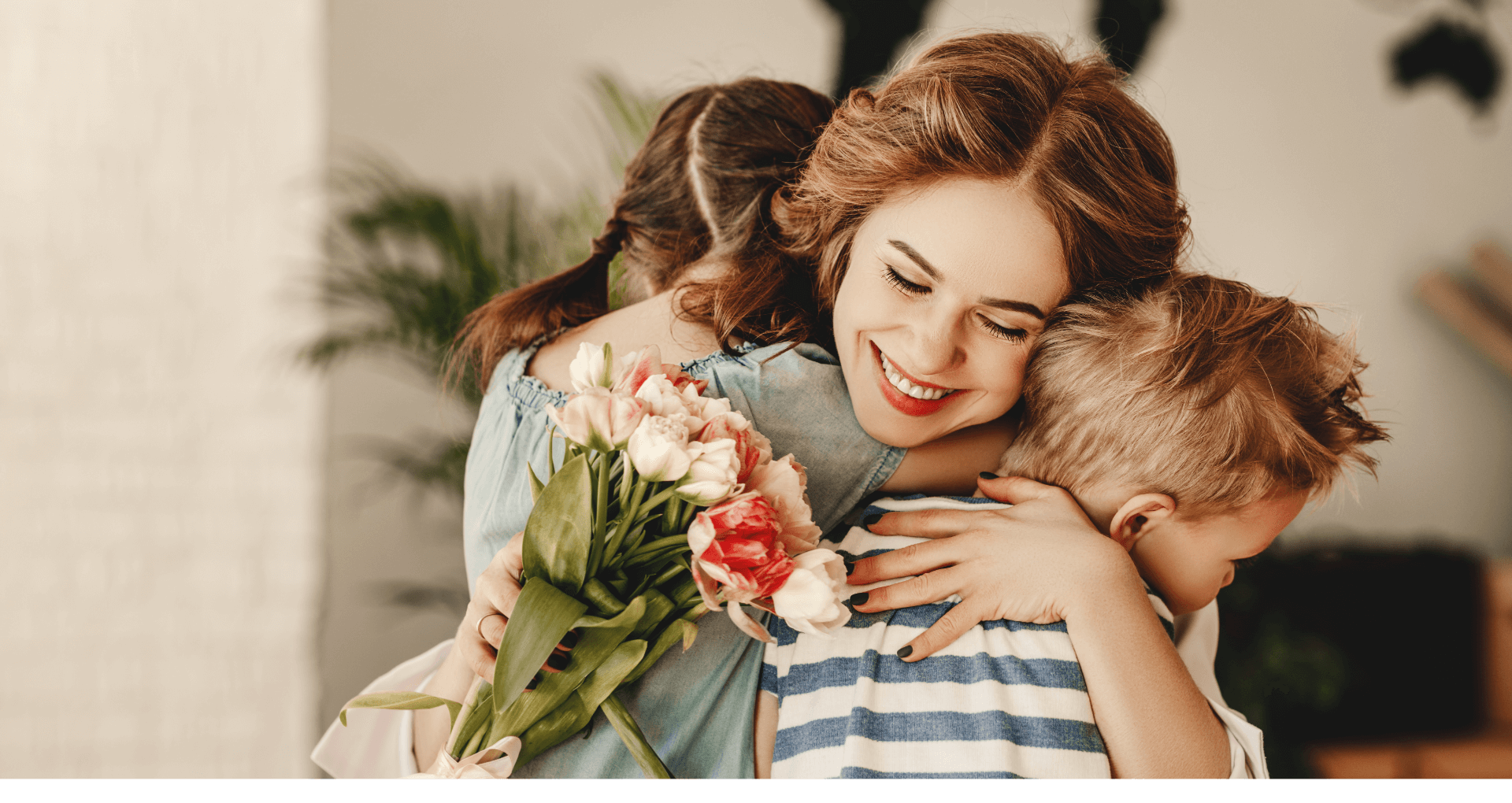 Woman holding her head Smiling