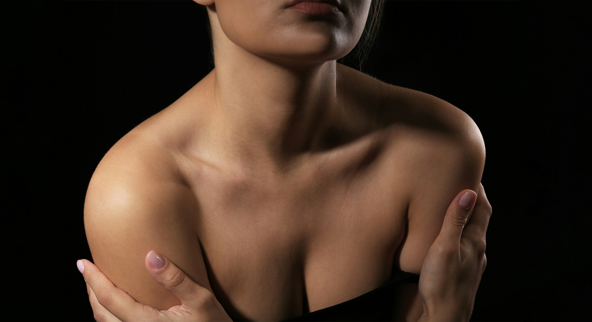 Woman showing cleavage