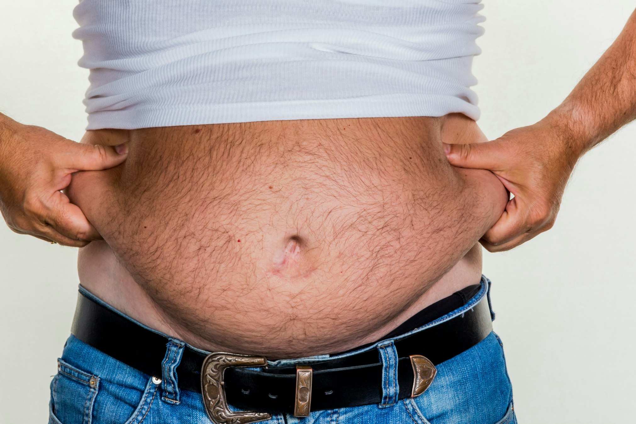 man with overweight belly fat