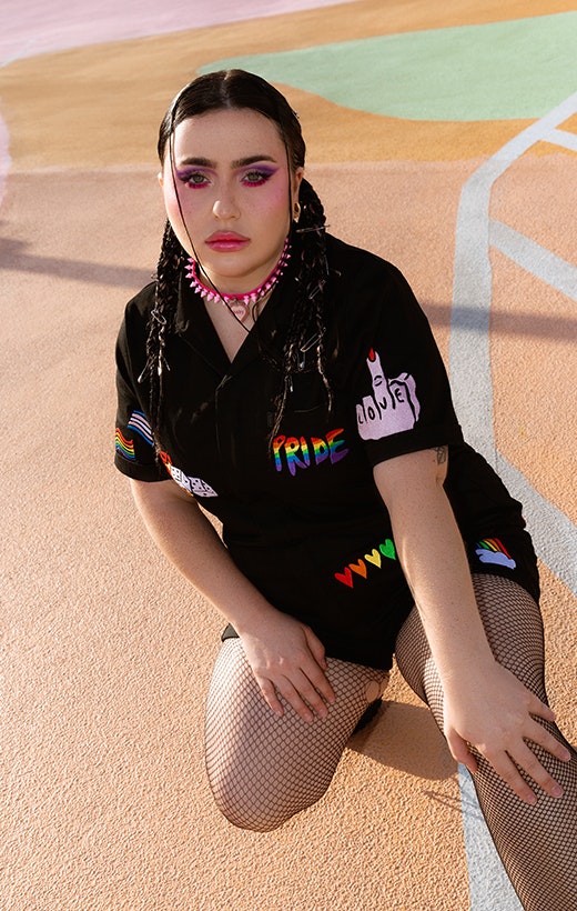 Hannah in pride clothing