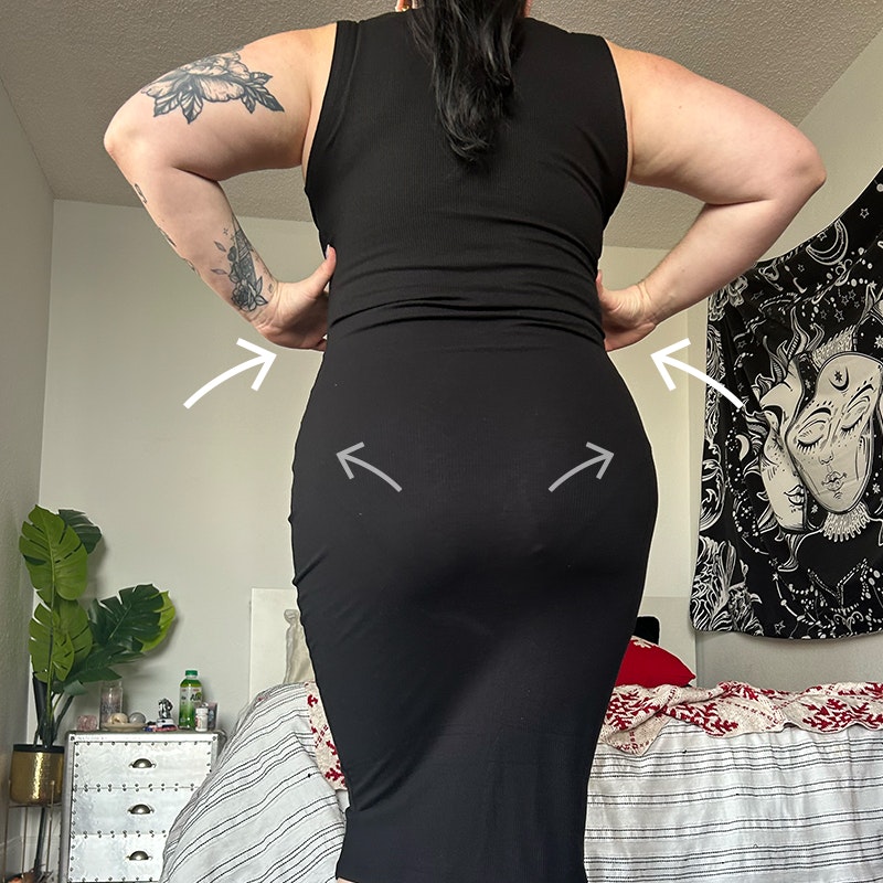Hannah In dress 1 week after airsculpt