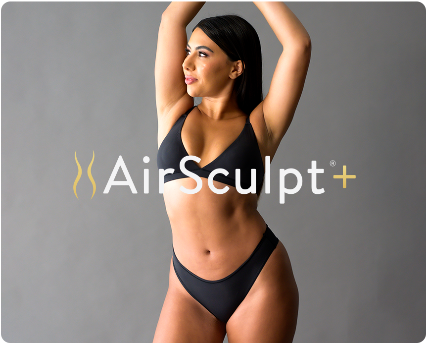 AirSculpt + logo imposed on slender, curvy woman in bikini