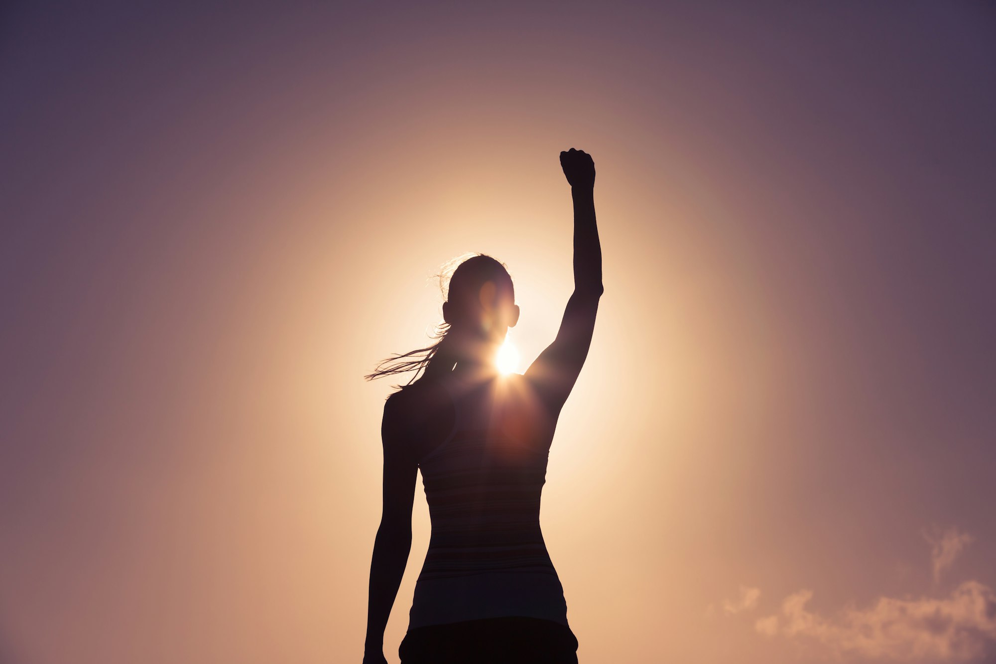 Strong confident woman! Winning and life goals concept.