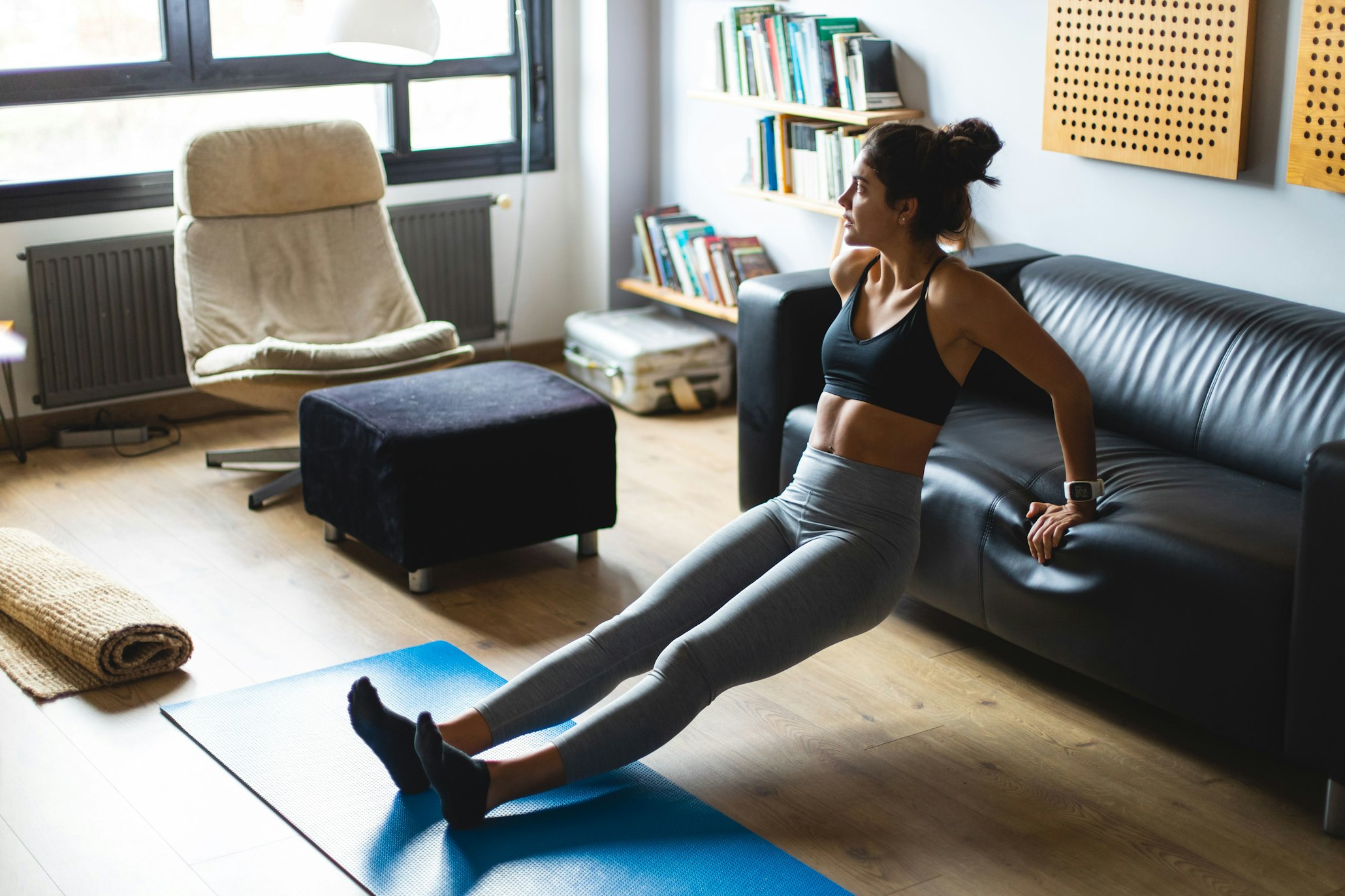 Woman doing at home exercise