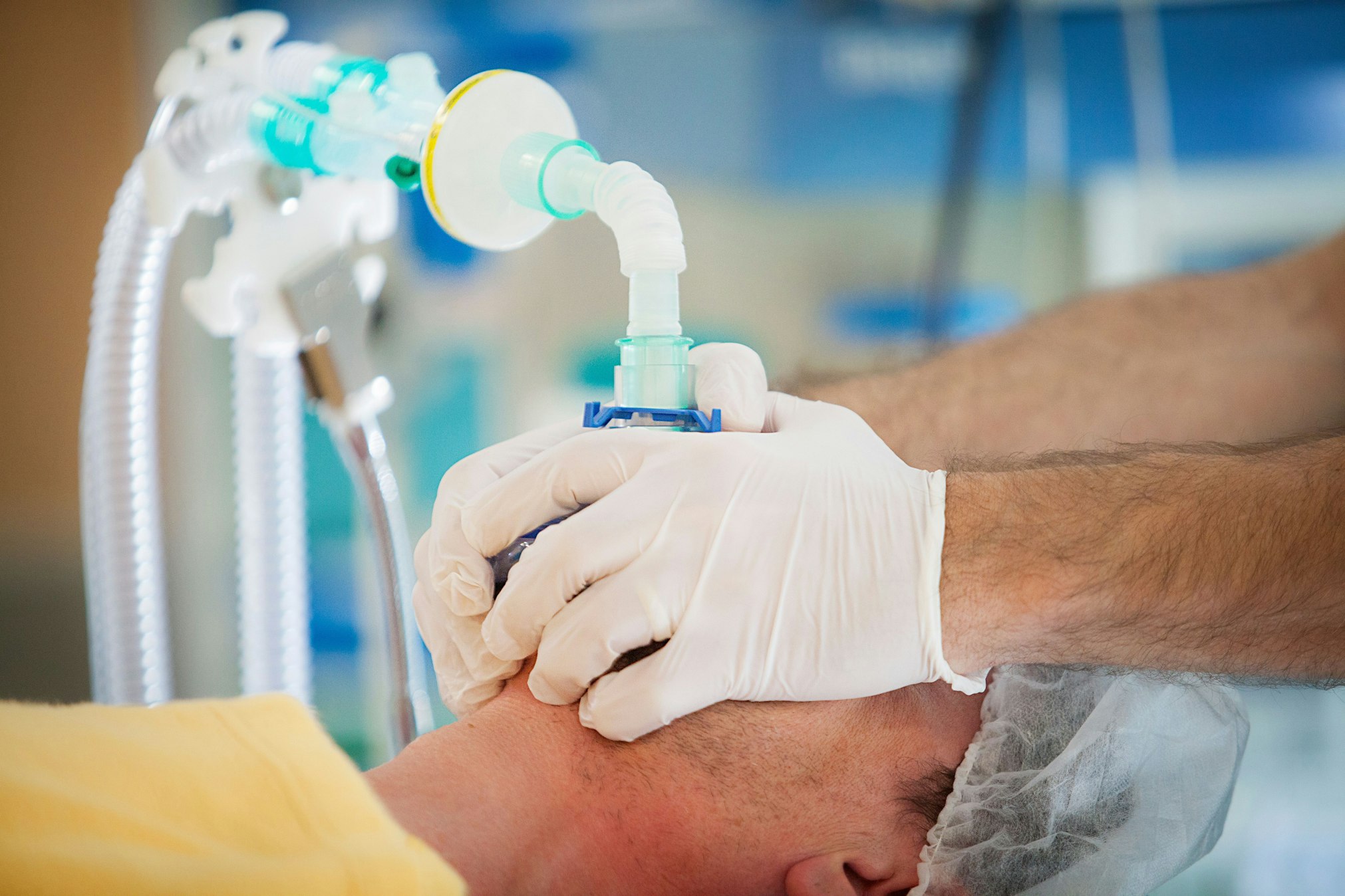 man receiving anesthesia