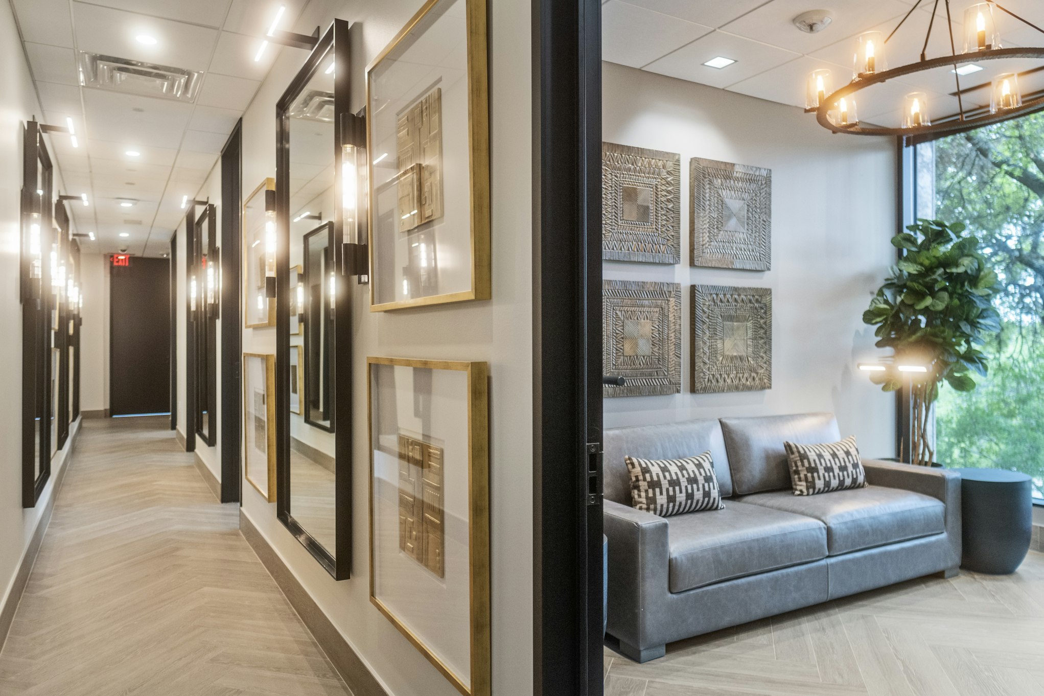 Hallway and consultation room in AirSculpt Body Contouring Austin clinic