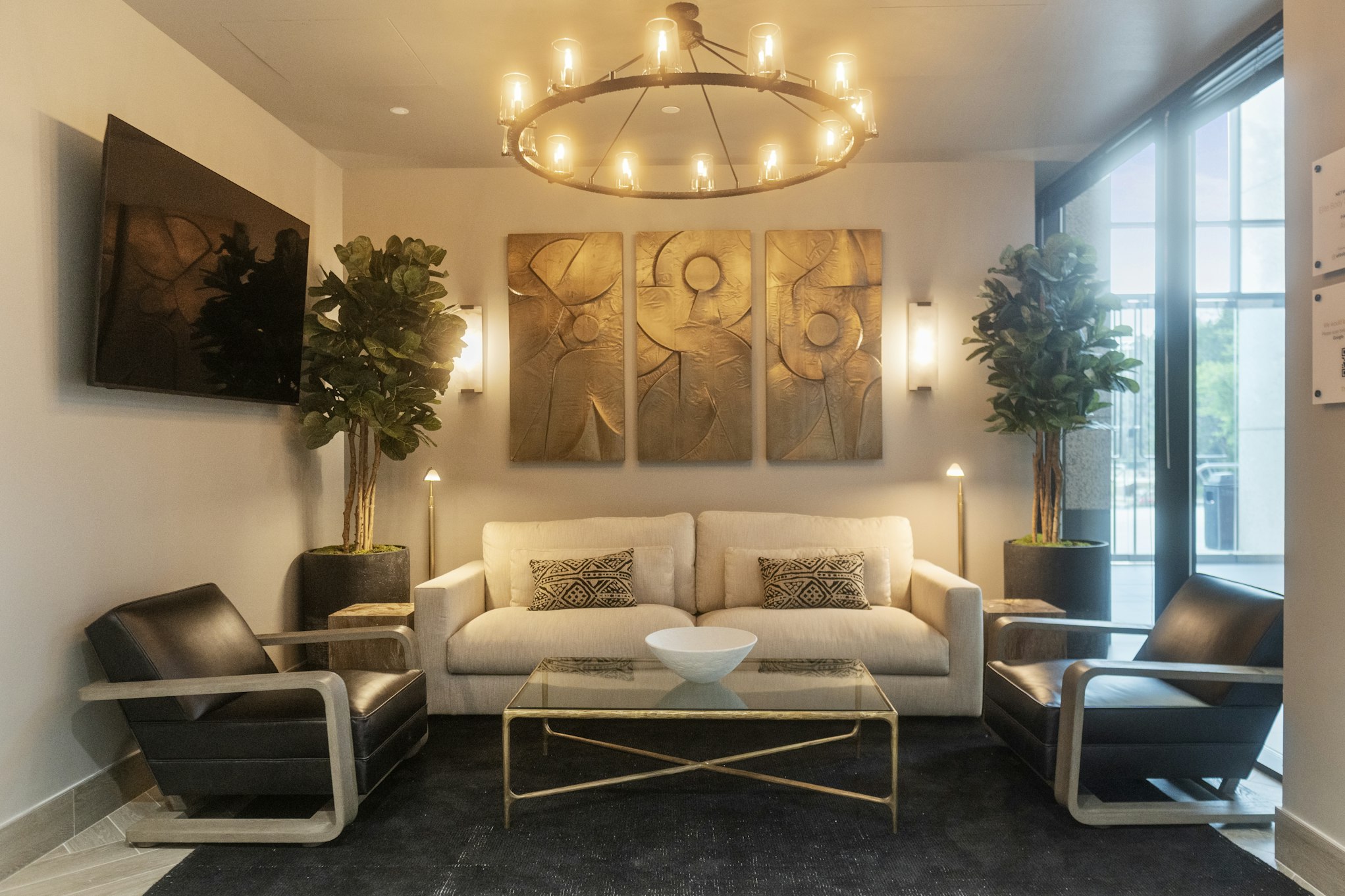 Couch in AirSculpt Body Contouring Austin clinic lobby