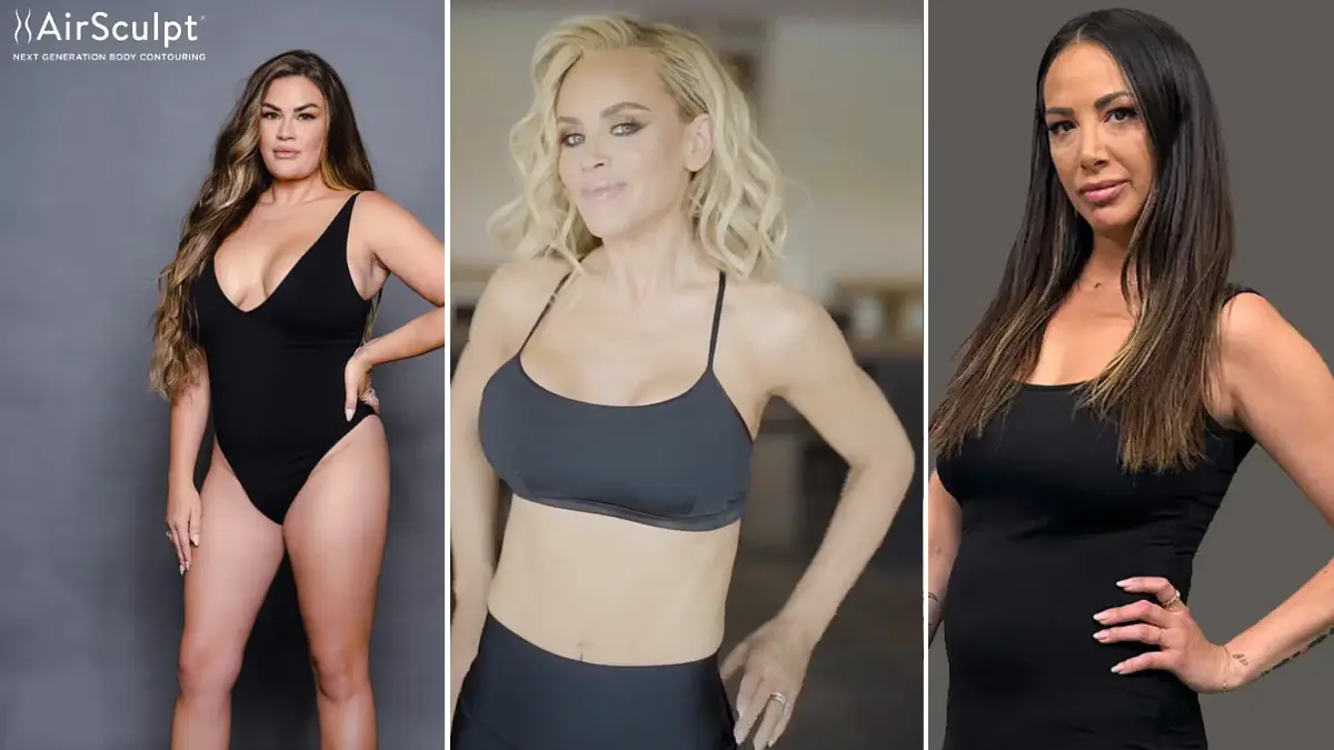 Three women posing in fitted outfits showing toned physiques associated with body contouring results