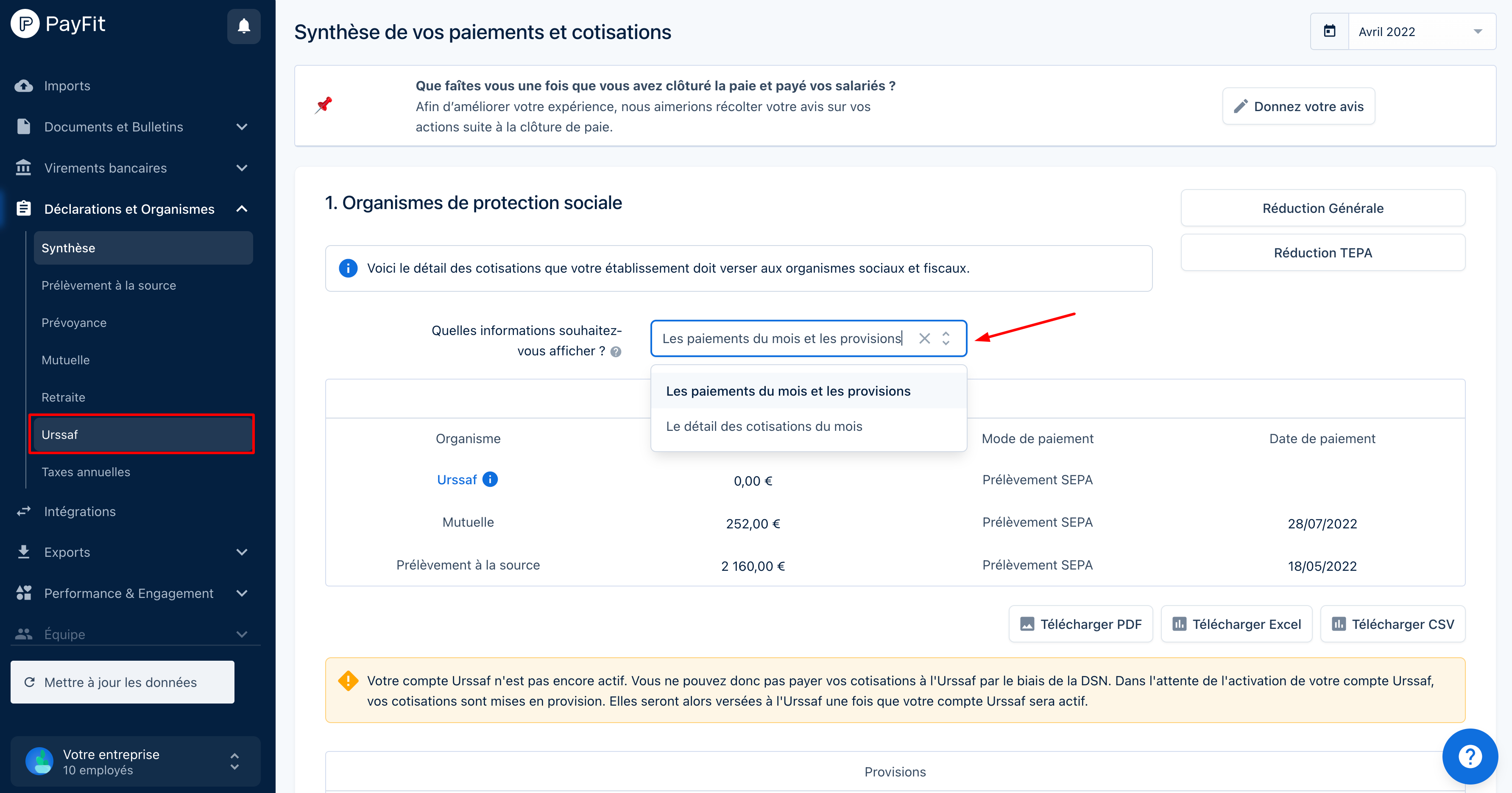 C. J'ai été prélevé par l'URSSAF. A quoi ça correspond ce montant