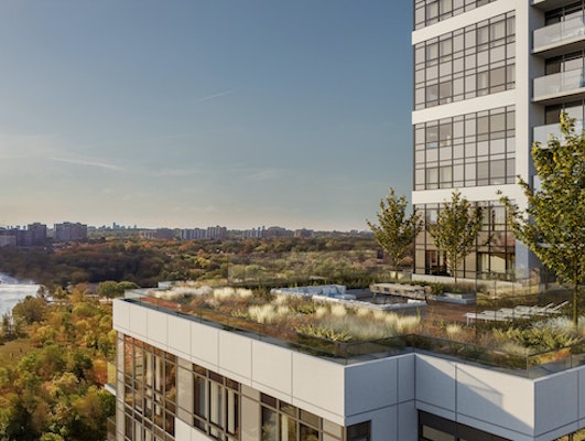 The Humber condominiums with views of the Humber river.