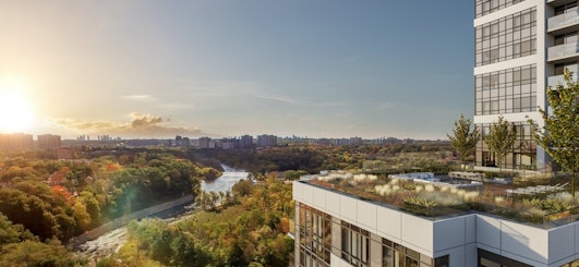The Humber condominiums with views of the Humber river.