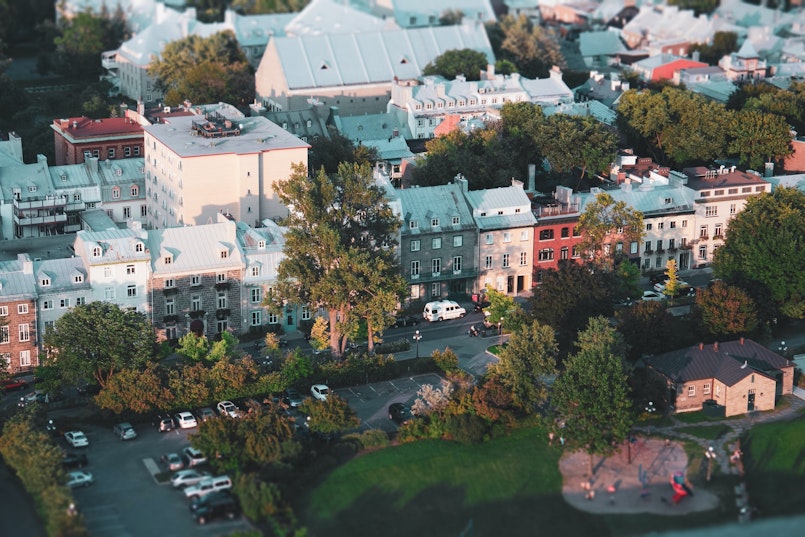 An aerial view of a small town