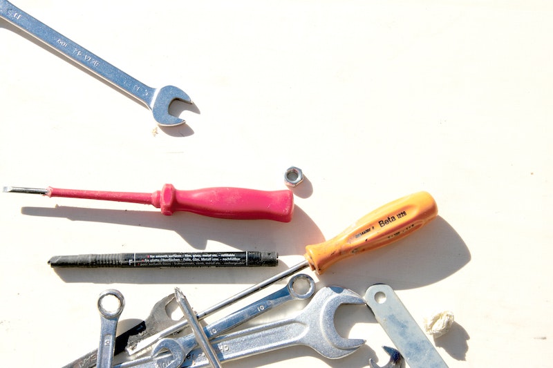 Tools scattered on a table