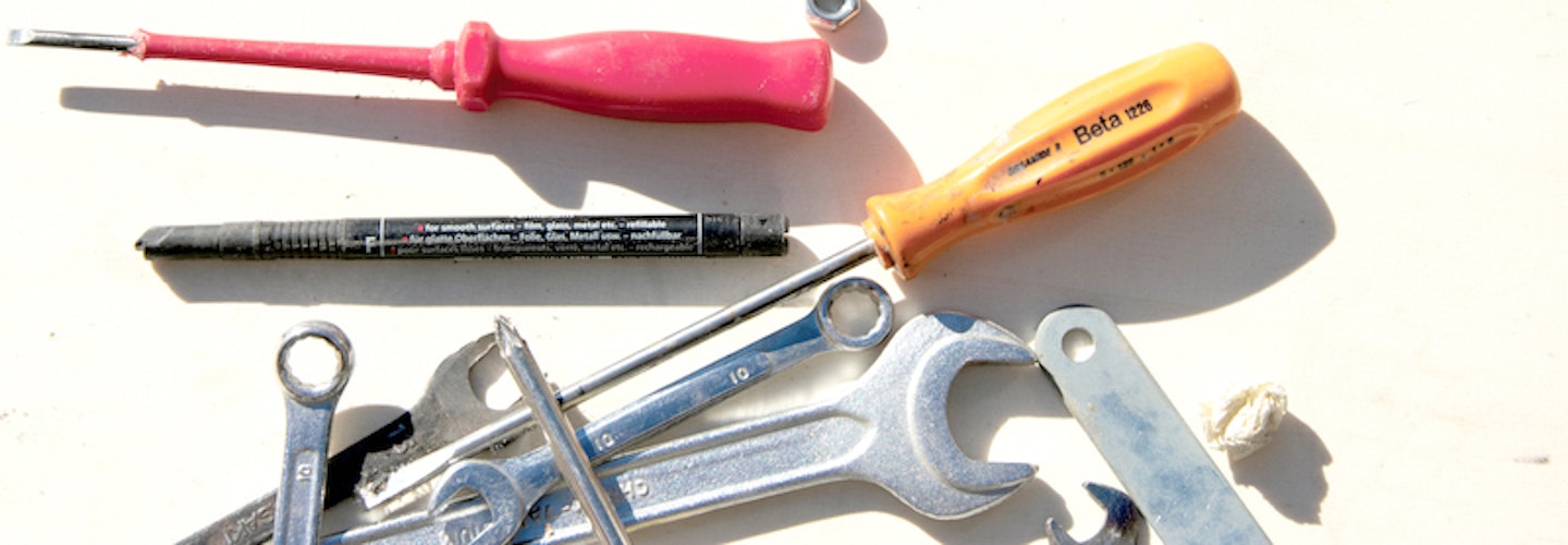 Tools scattered on a table