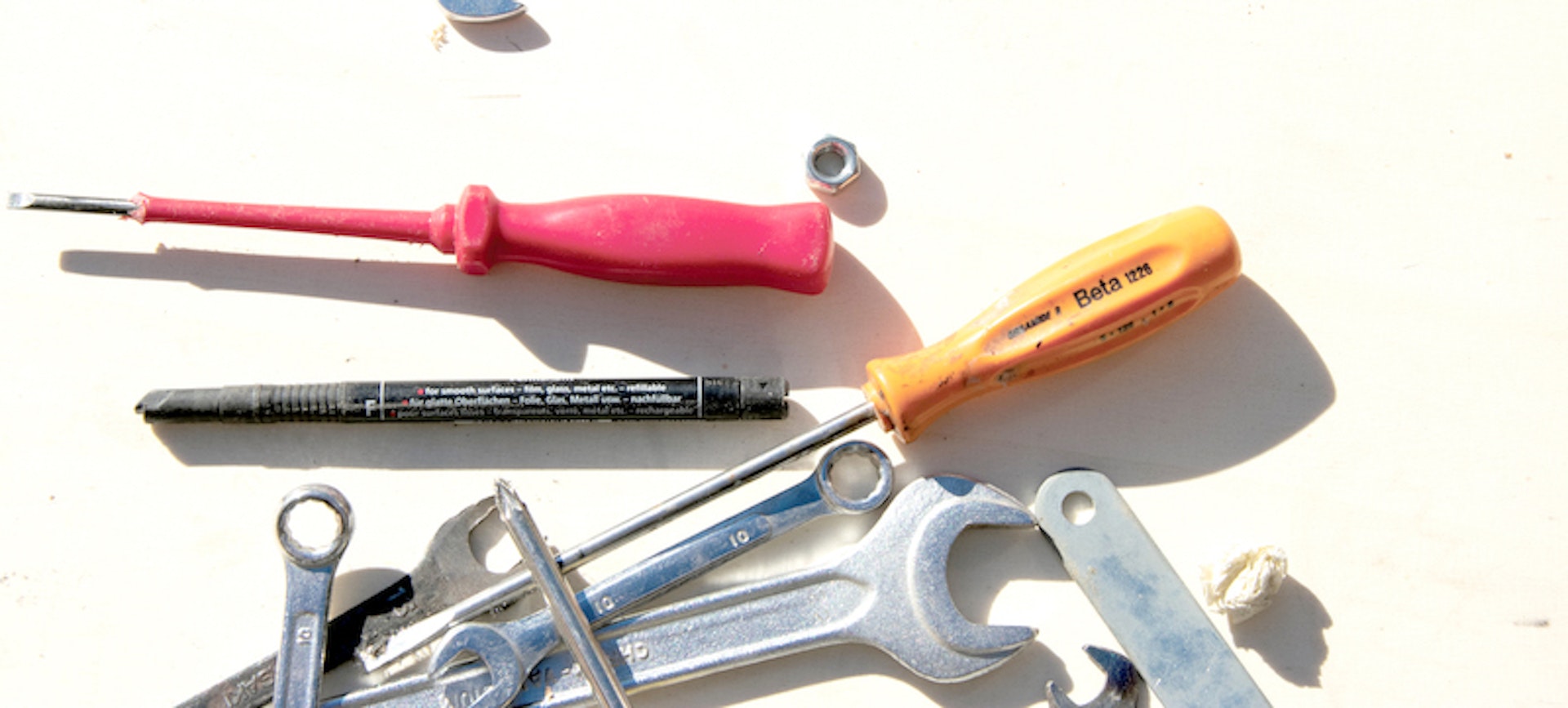 Tools scattered on a table