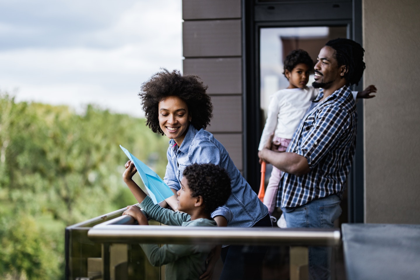 Family on a balcony