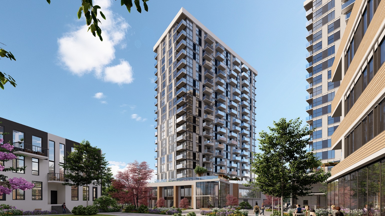 an exterior rendering of the Cedars development