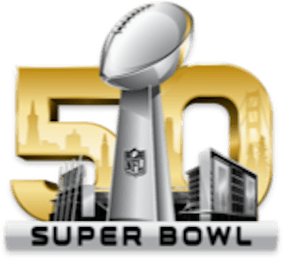 Super Bowl 50 logo -  partner of in/PACT, rewards and engagement through charitable giving