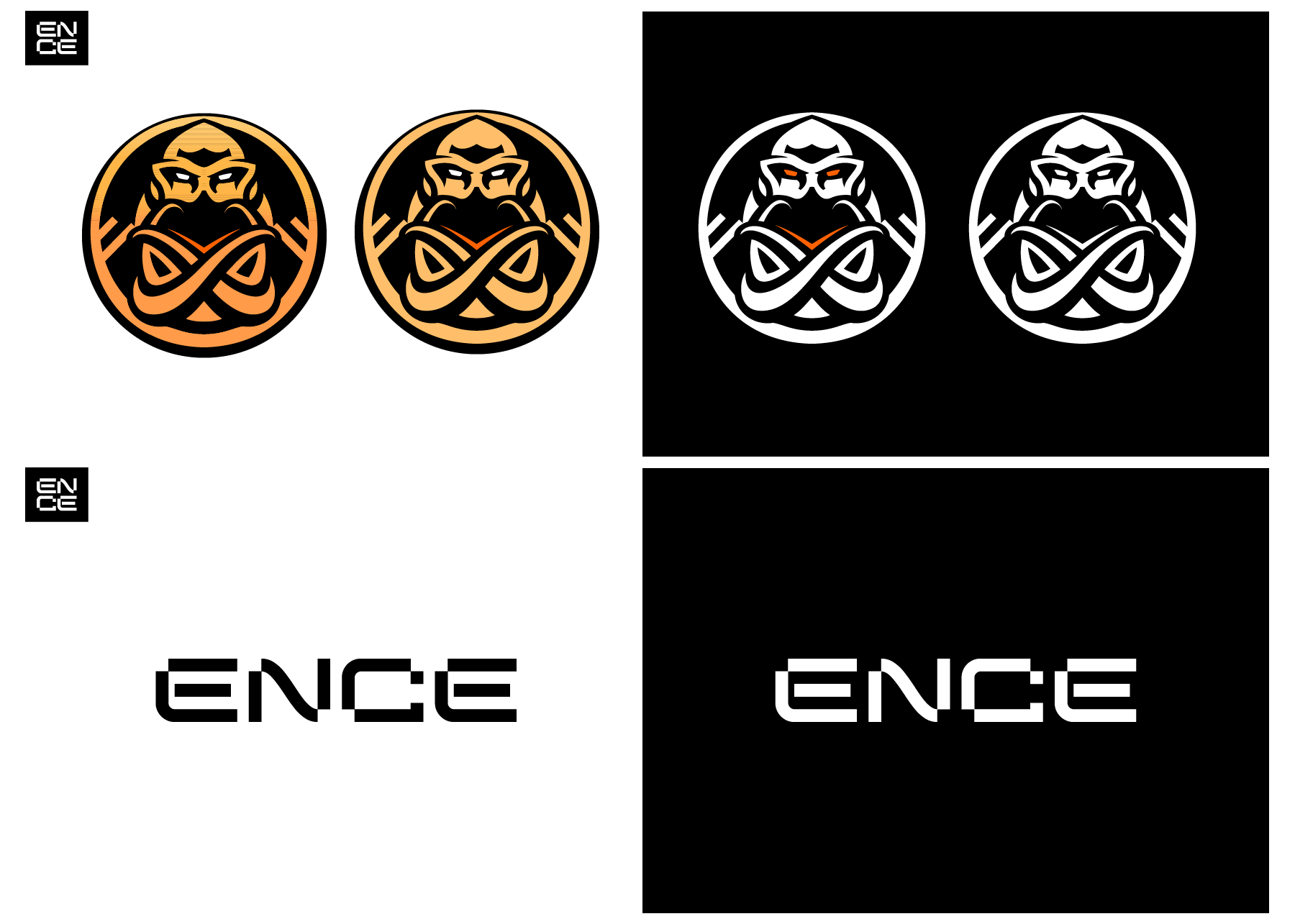 Väreiltään ja muodoiltaan uudistettu Enkelados-logo ja aukikirjoitettu logo.