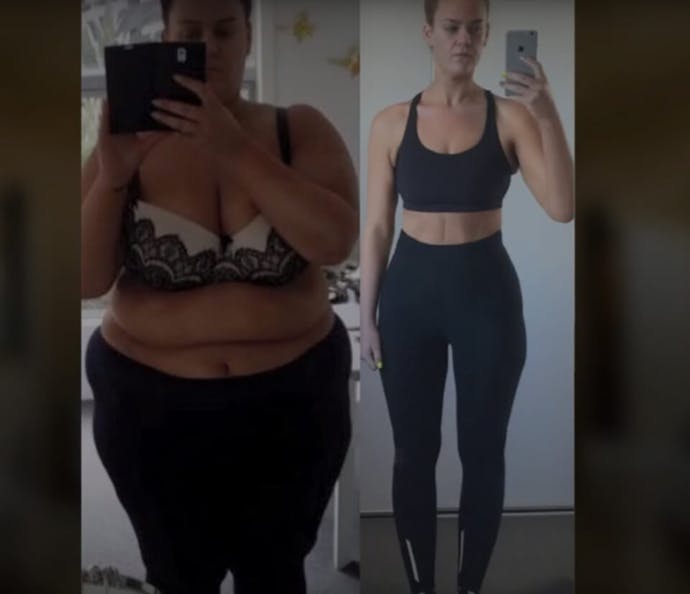 Before and after photo of Simone Anderson's weight loss.