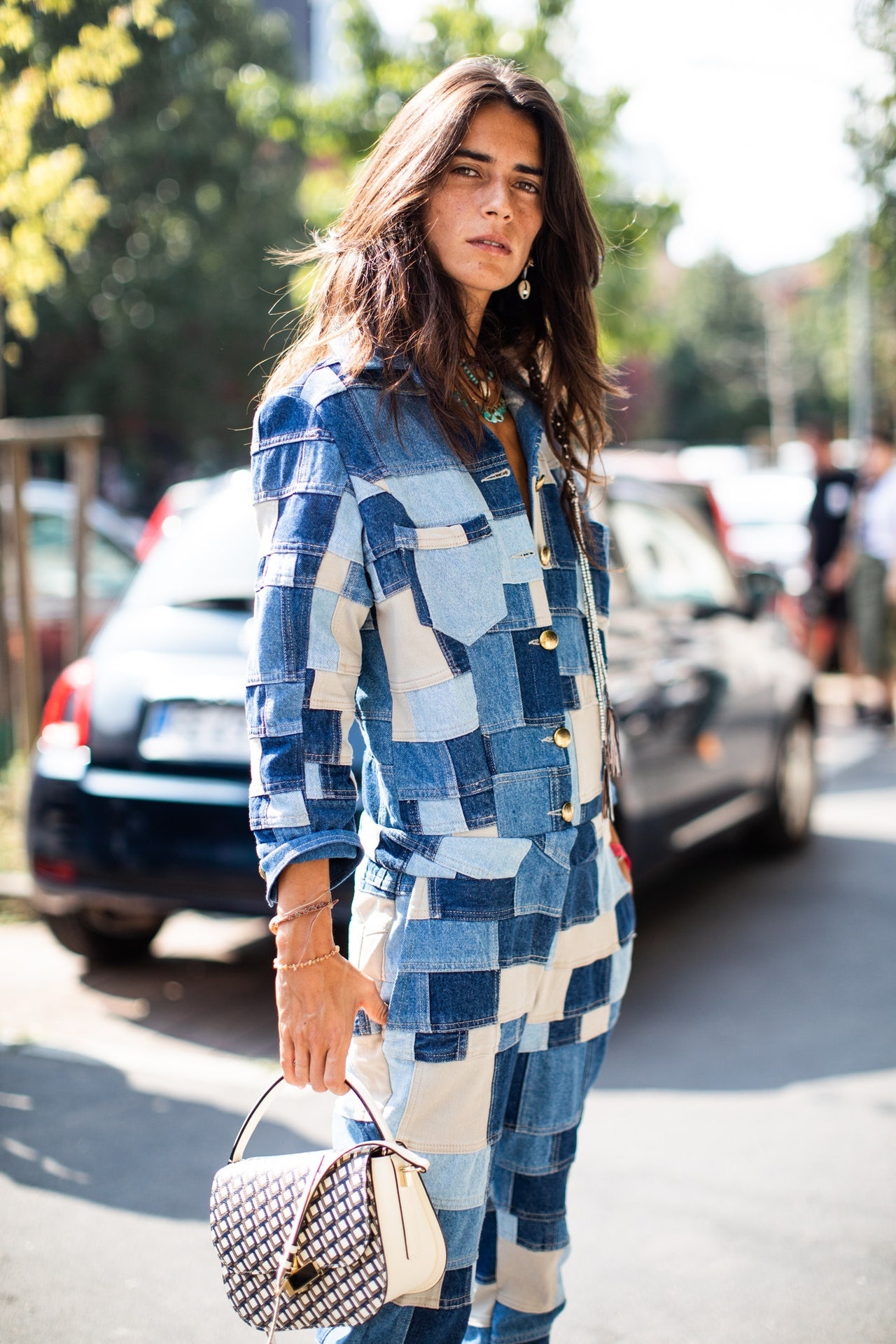 patchwork jean outfit
