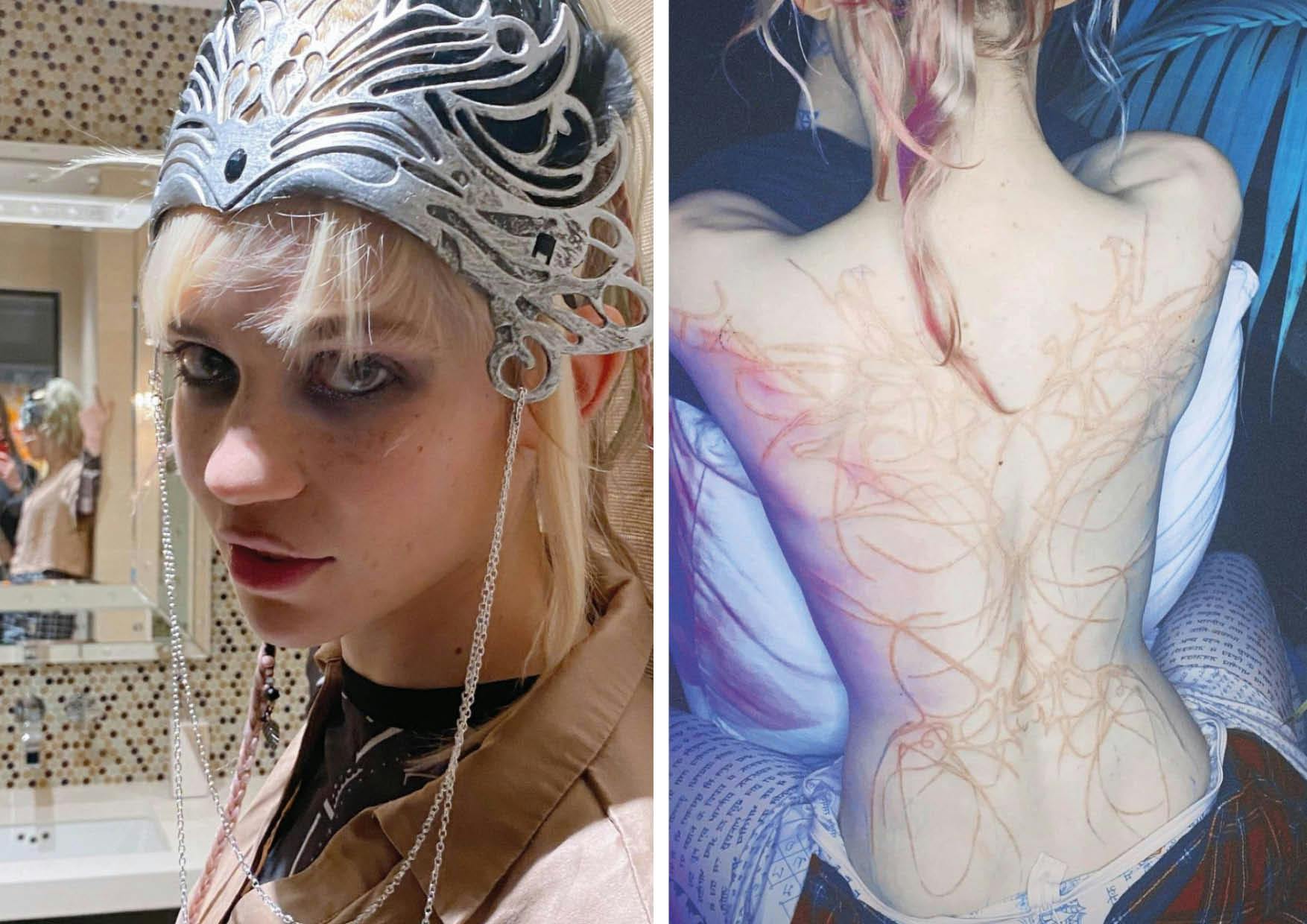 Grimes alien scars back tattoo reveal