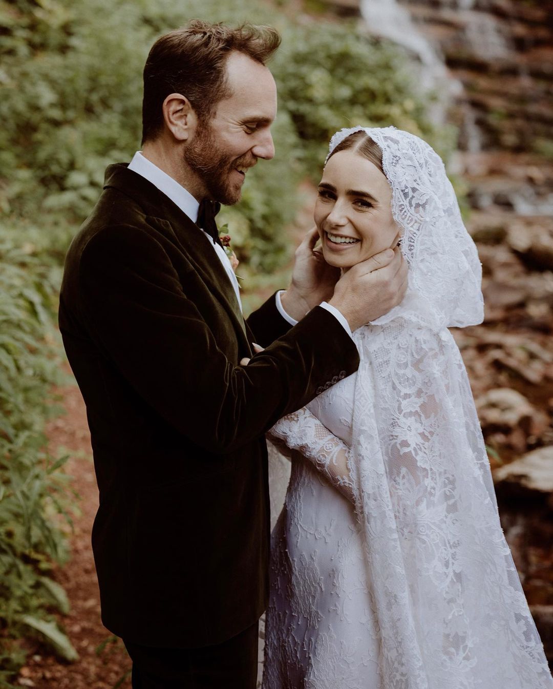 See Lily Collins Dreamy Ralph Lauren Wedding Dress Lily Collins Marries Charlie McDowell