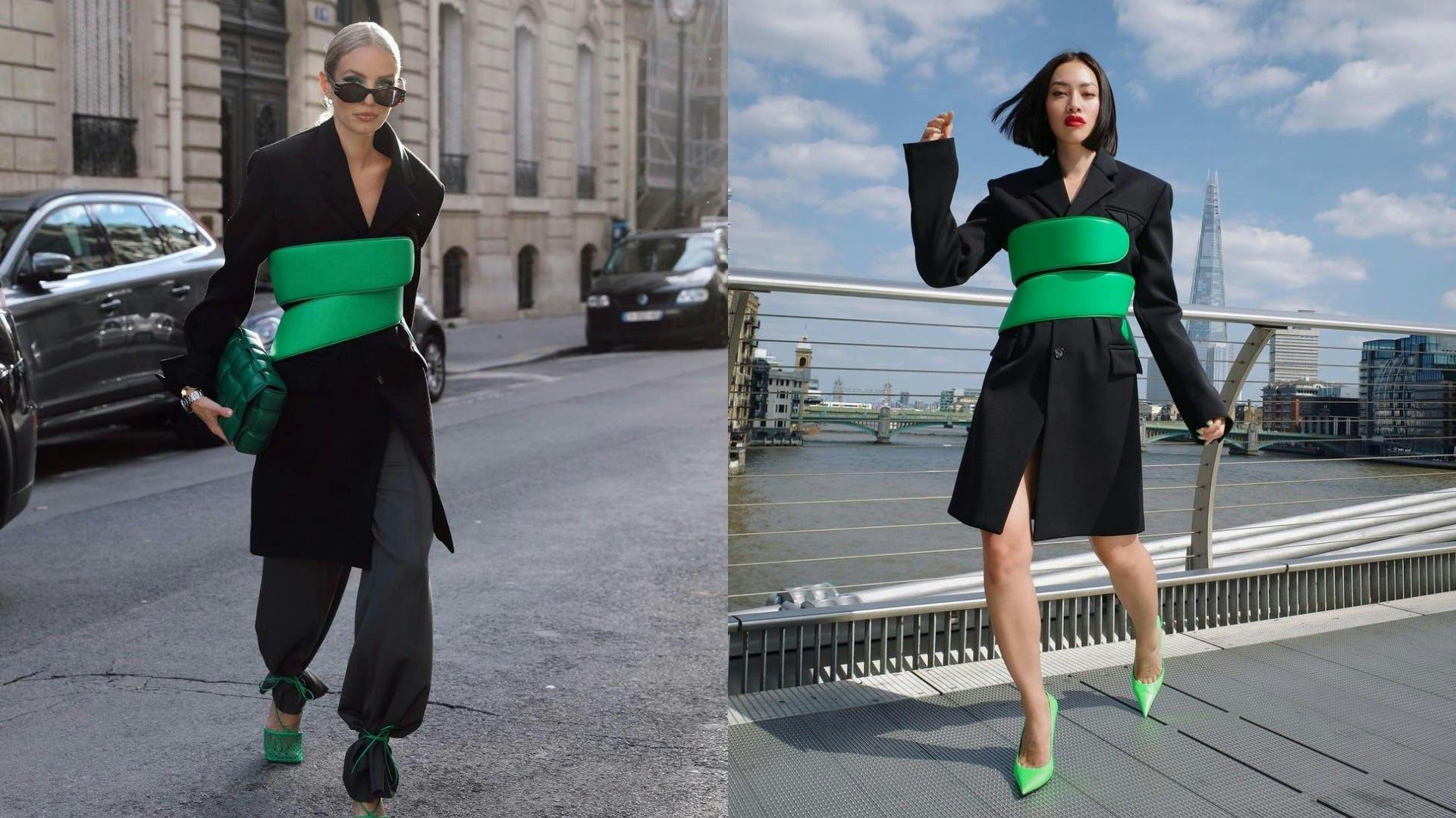 Bottega Veneta Belt Green Bottega Veneta Reversible Leather Belt Green Black Size 95 cm main image 4