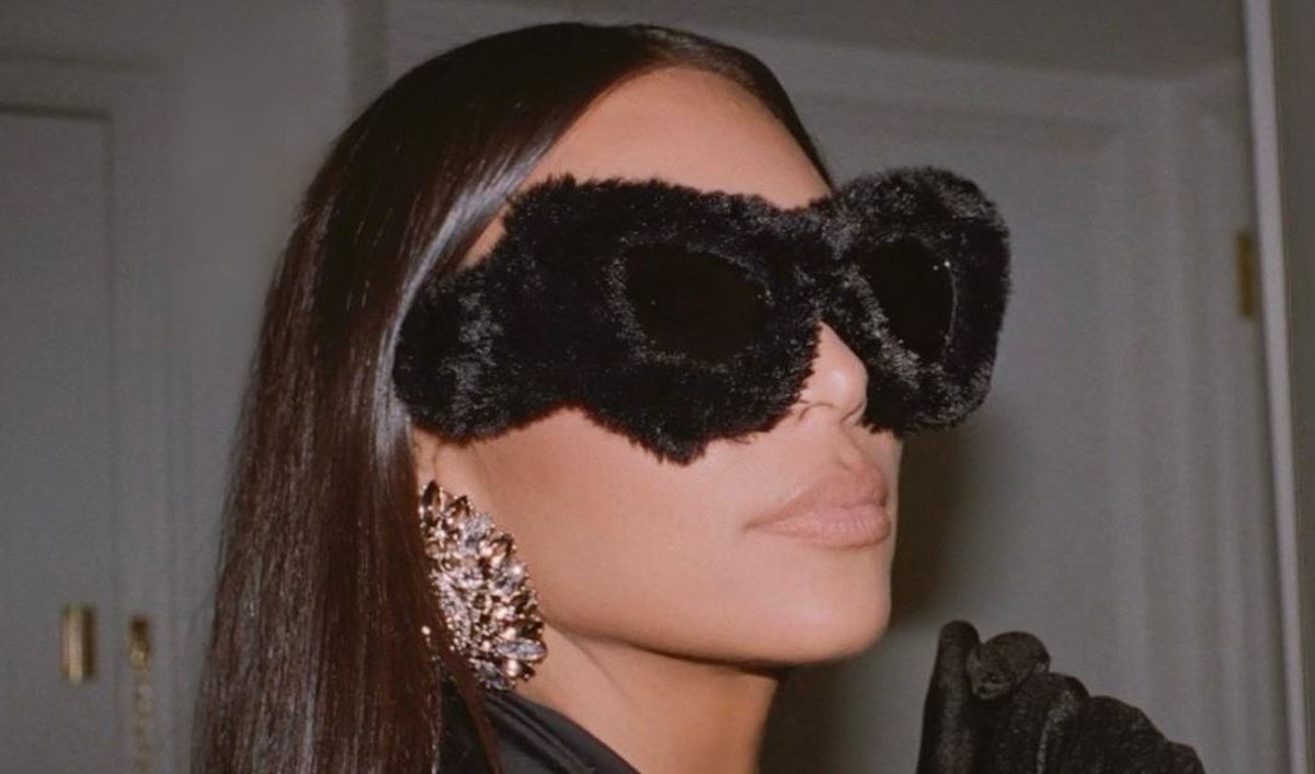 Kim Kardashian with Fur Glasses