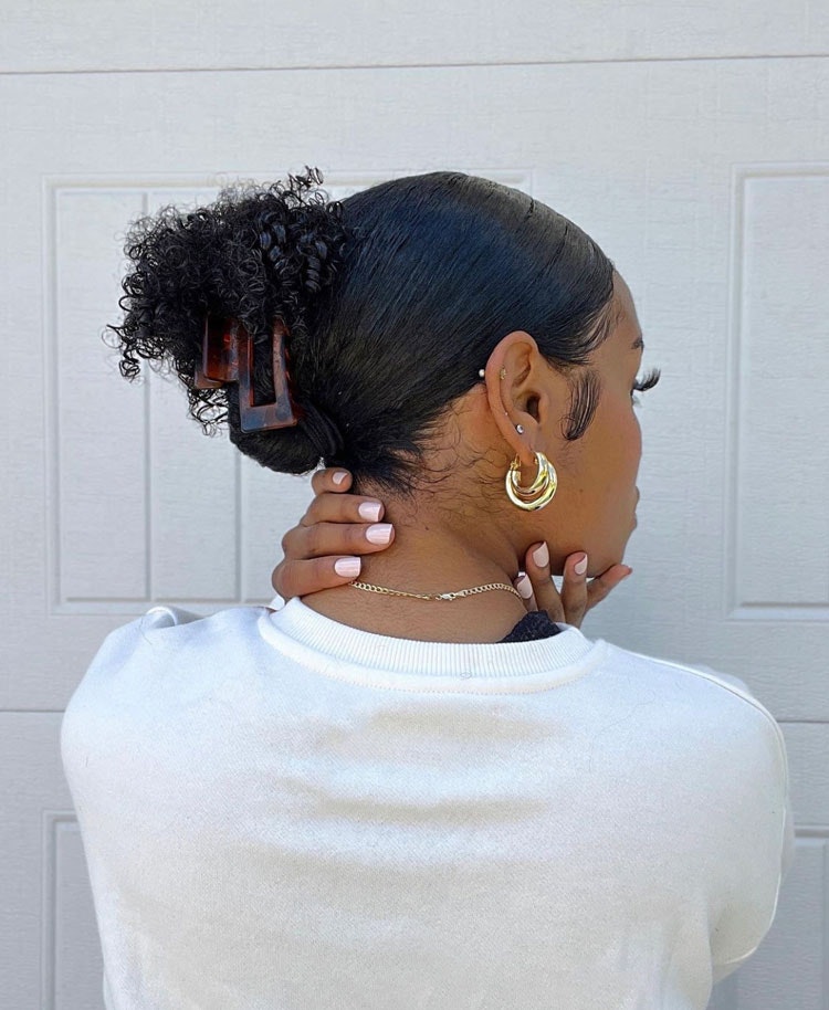 Image of Textured updo with claw clip